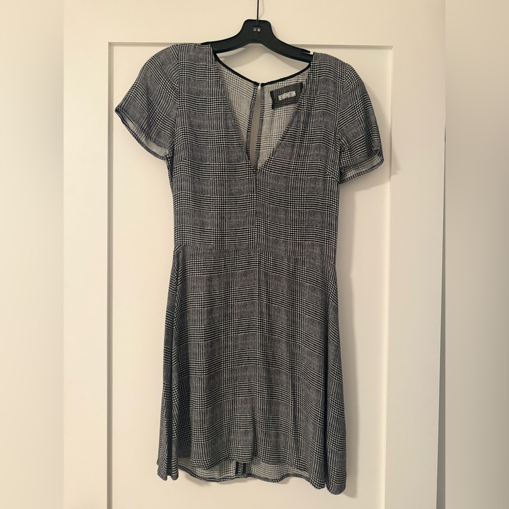 Reformation Black and White Plaid Dress